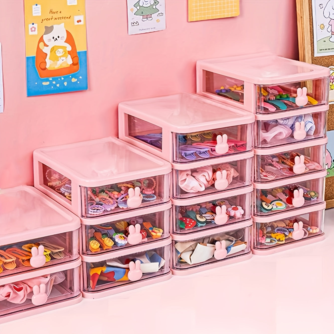 Gaveteiro Rosa Organizador Multicolorido