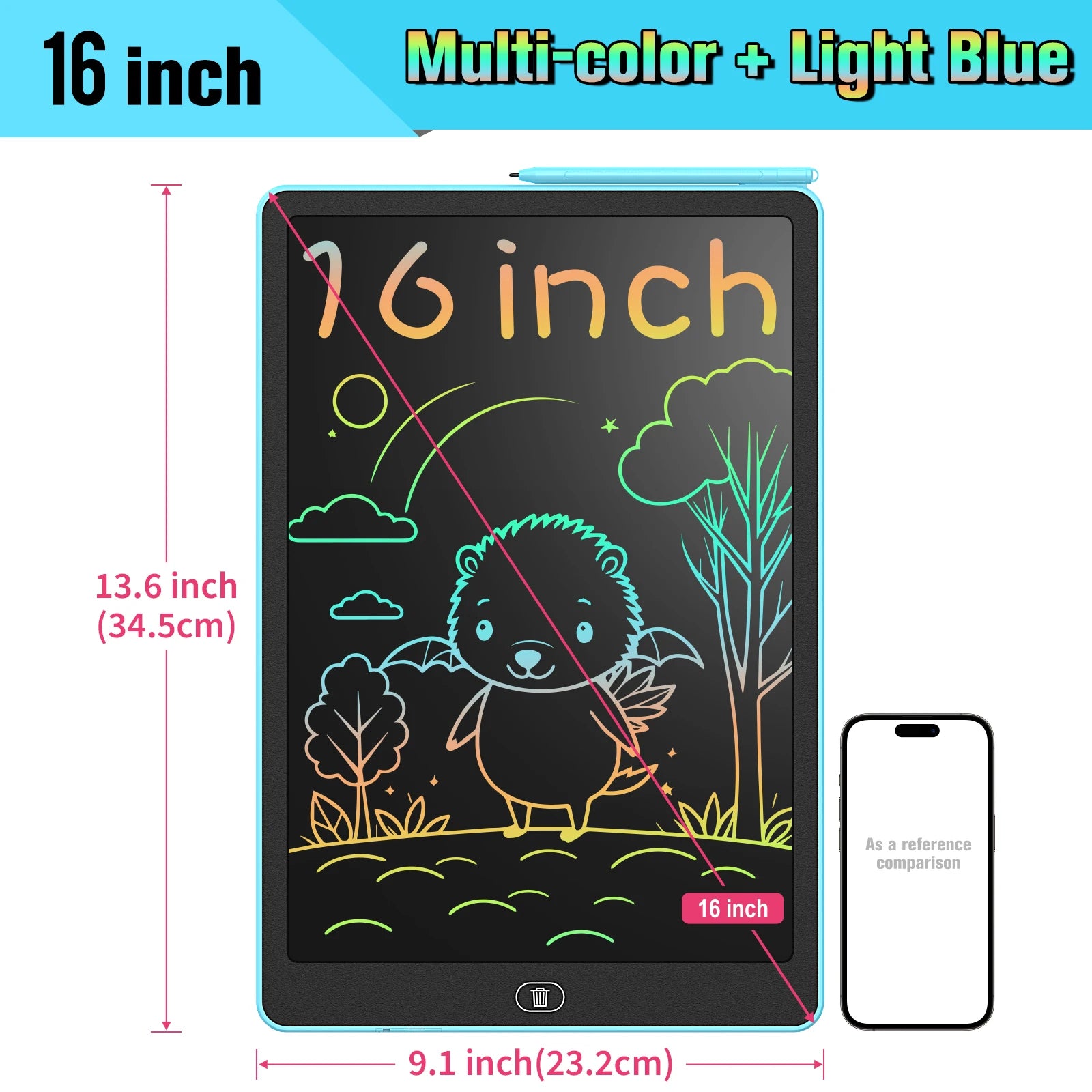 Tablet de Escrita LCD 16 Polegadas - Lousa Digital Colorida Edições Criativas