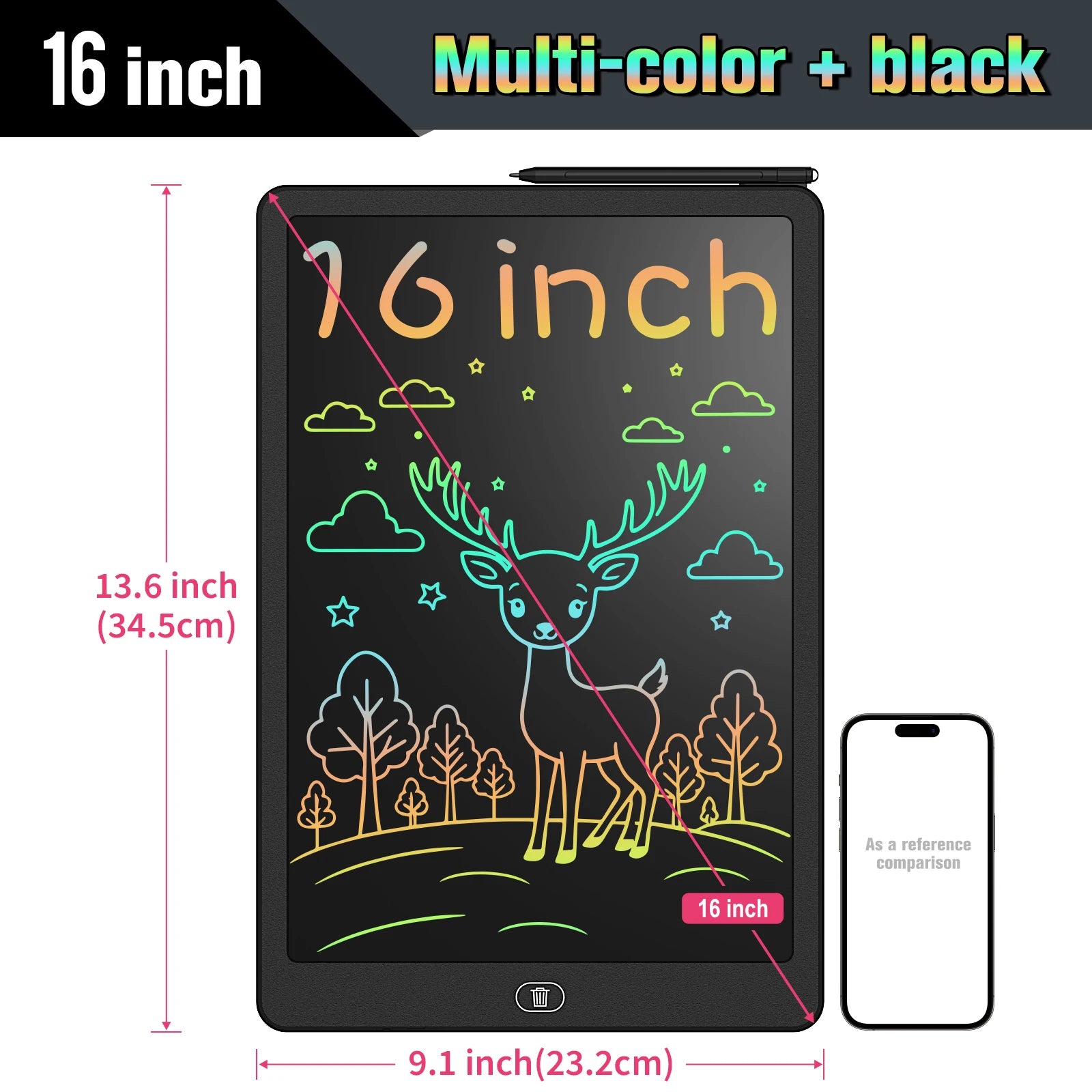 Tablet de Escrita LCD 16 Polegadas - Lousa Digital Colorida Edições Criativas
