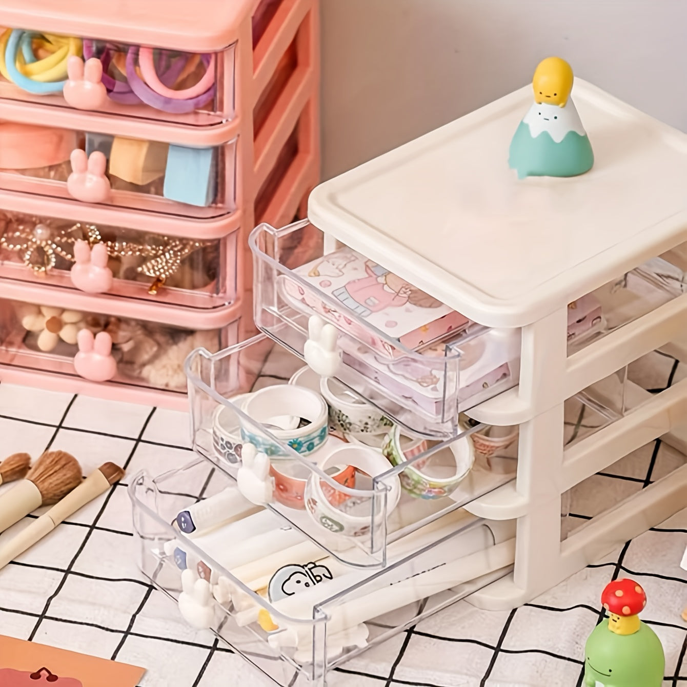 Gaveteiro Rosa Organizador Multicolorido